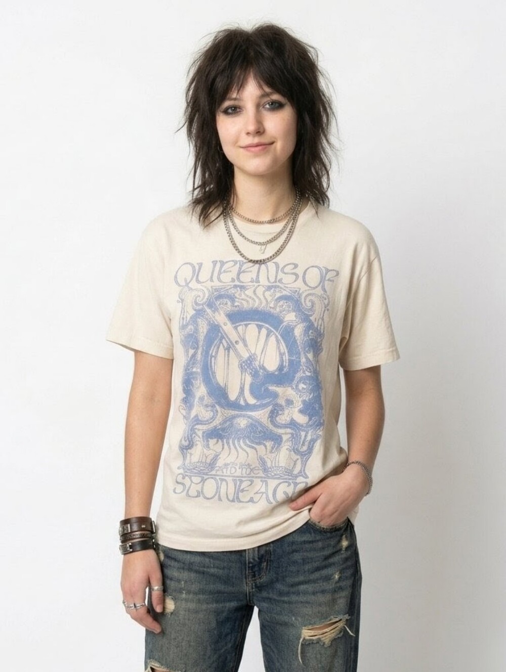 Queens of the Stone Age Cream Graphic Band Tee - Small